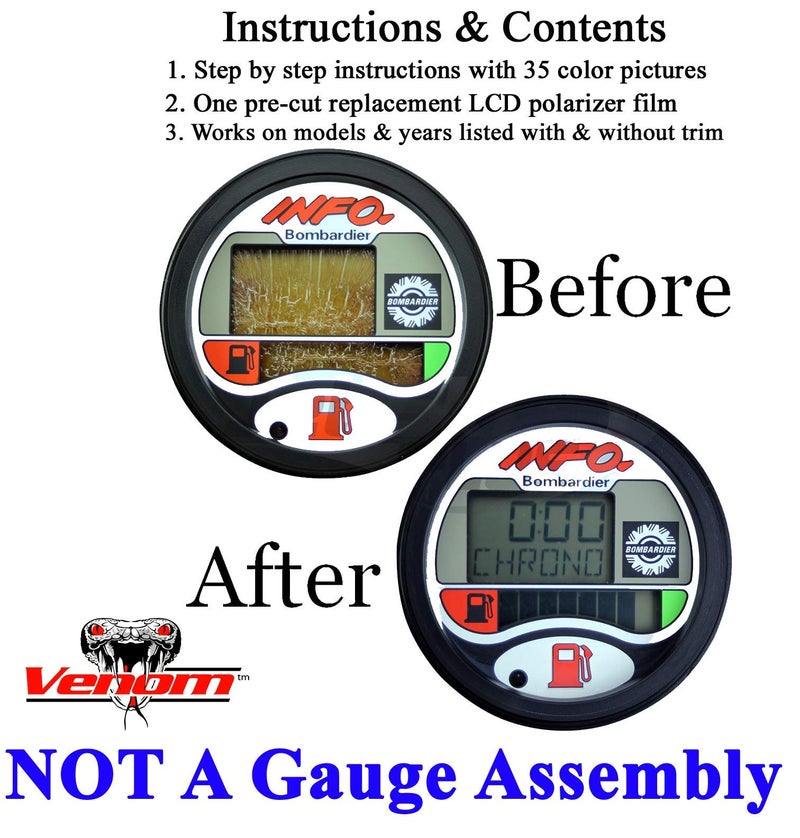 Venom NOT A Gauge Assembly, Repair KIT (for Sea-Doo) Repair Kit for LCD Info Gauge Center Display (Fits Many 1996-05 GTX GSX GTI LRV RX XP/LTD DI RFI, See Ad for Exact Model & Year Fit - Image 3
